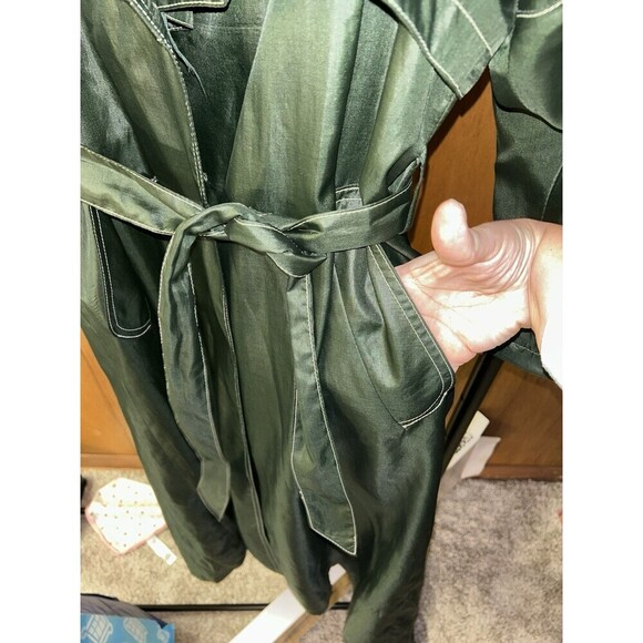 Luba Paris 80s Full‎ Length Green Trench Rain Coat Size 11/12 - Picture 4 of 7